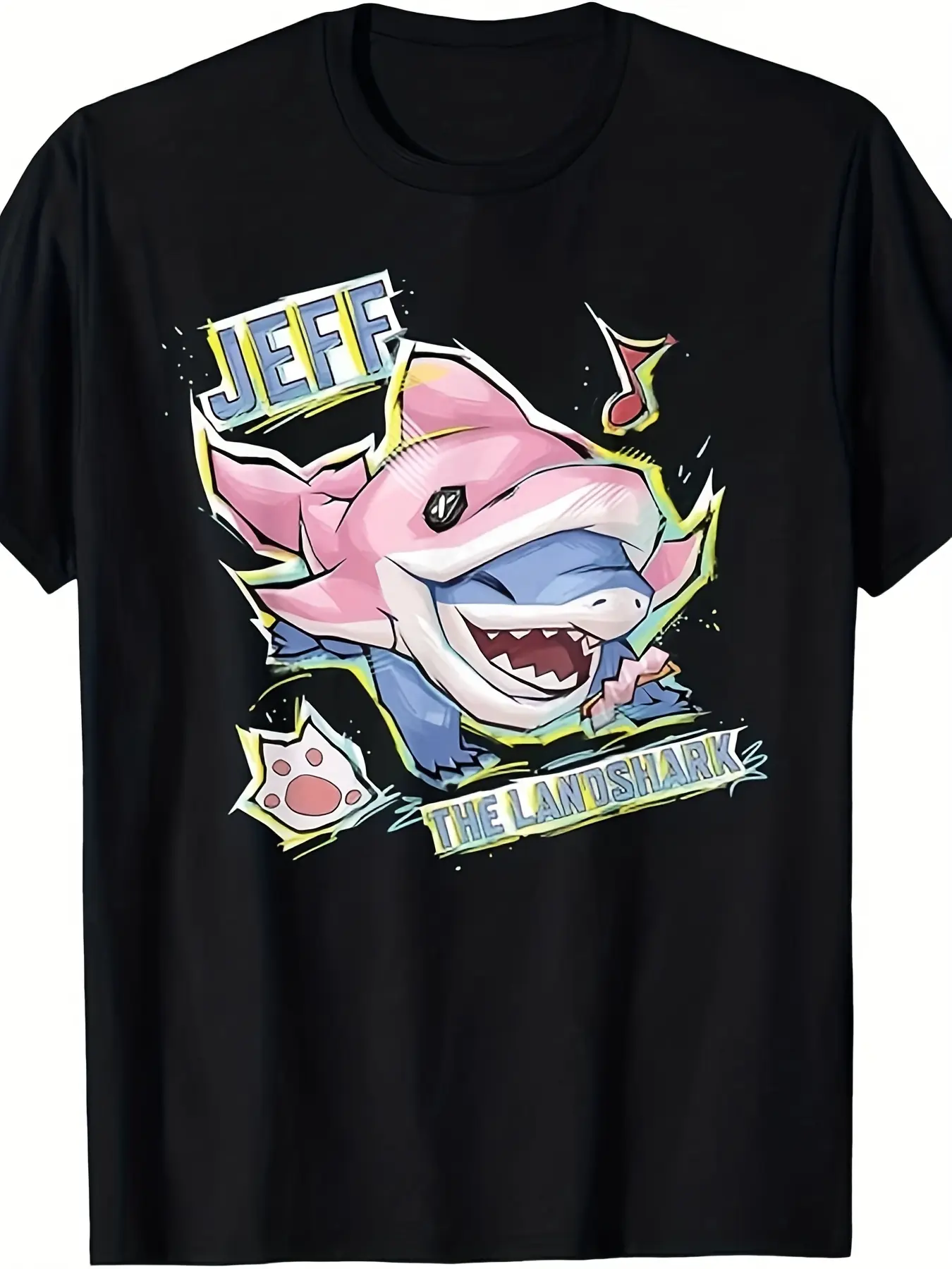 Mens Jeff the Land Shark Incognito Graphic T-Shirt - Valentine Cartoon, Vintage Menswear, Short-Sleeve, Distressed, Festive, Sports Comfort, Hip-Hop Student Fit, Large Size, Minimalism, Rivals PVP Theme