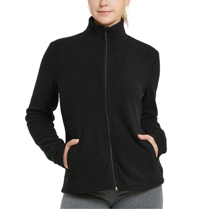 Women’s Polar Fleece Jacket with Pockets Full Zip Up S-3XL Regular & Plus Long Sleeve Lightweight Warm Coat Spring Fall Winter Activewear Womenswear