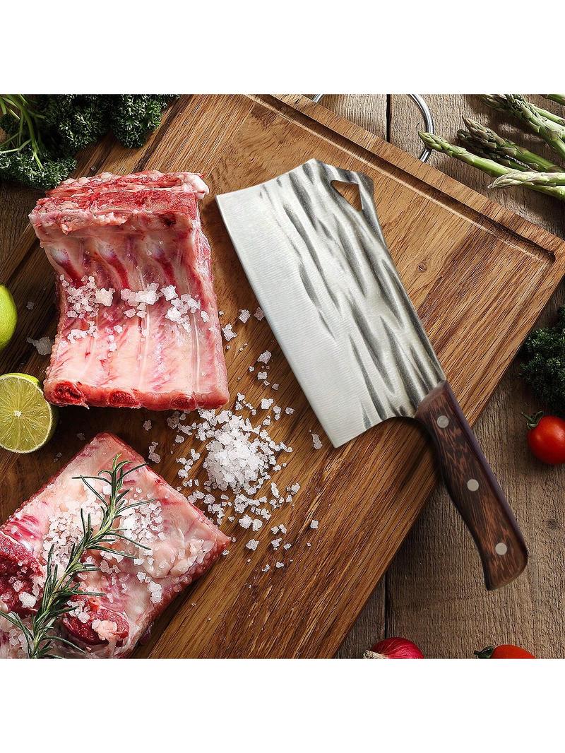 Cleaver Knife 7 Inch Meat Cleaver, 7CR17Mov High Carbon Stainless Steel Butcher Knife With Ergonomic Full Tang Wood Handle, Ultra Sharp, Useful Kitchen Knife For Home And Restaurant