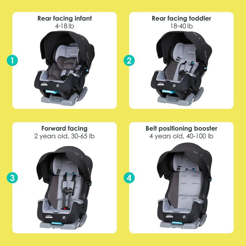 Baby Trend® Cover Me™ 4-in-1 Premium Adjustable Convertible Infant Car Seat w/ Integrated Canopy & Side Impact Protection