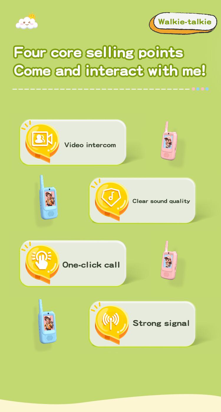 1 Pair  Kids Walkie Talkies with Video – Screen Display Toy Radios with Voice Effects, One-on-One Pairing, Long Range – Birthday Toys Gifts for Boys & Girls Ages 3–10