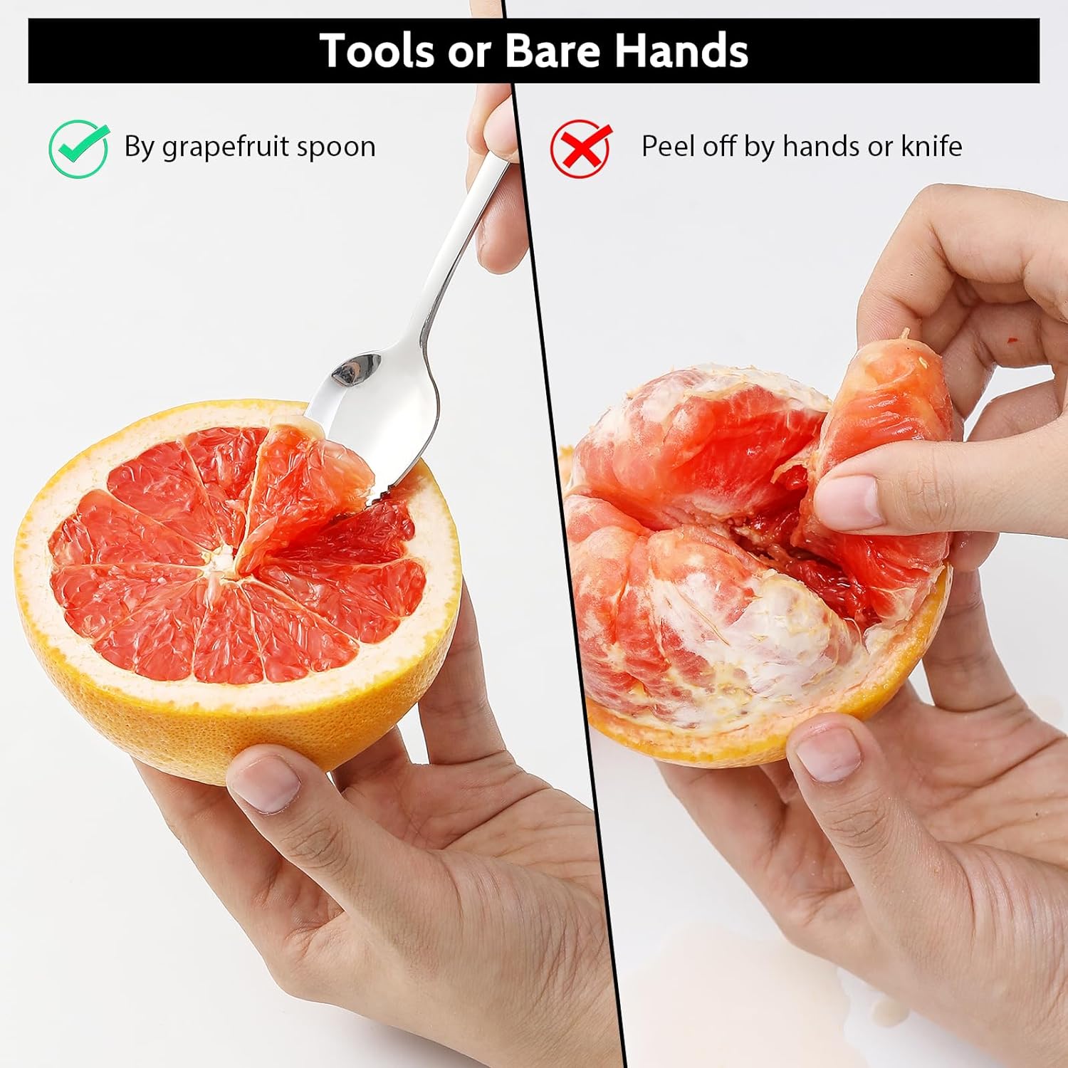 4-piece Grapefruit Spoons and Grapefruit Knife, 18/8 Stainless Steel Cutlery Tableware