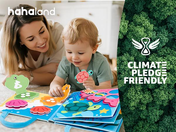 hahaland Ocean Busy Book for Toddlers 1-3, Montessori Toys Sensory Activity Busy Board, Travel Toy for 1 2 3 Year Old Boys Girls, Educational Fine Motor Skills Learning Toy, Toddler Birthday Gift