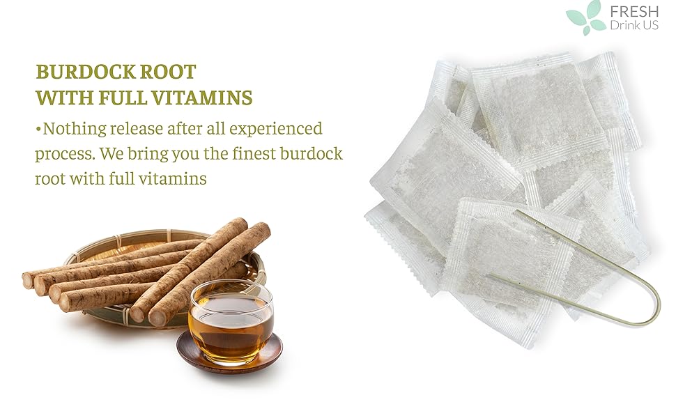 【FreshDrinkUS】 Burdock Root Tea, 100% Natural & Pure, Non GMO, No Sugar, No Caffeine, No Gluten, Vegan, Soy Free, Beverage
