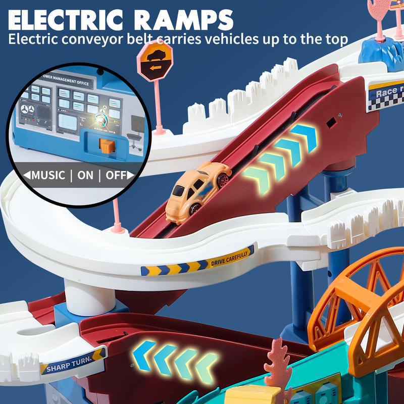 King Size Dinosaur Hill Car Ramp Track - Large Race Track Play Set, Features 10 Mini Racers and Vibrant Tracks, Perfect for Kids Car Ages 3+ Toys set