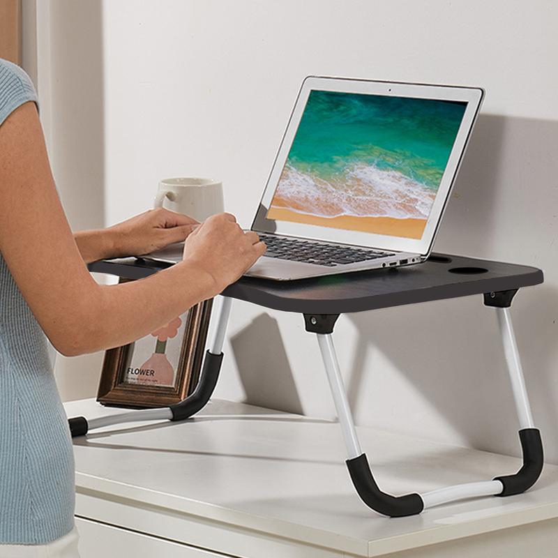 Large Foldable Lap Desk with USB Fan & LED Light – Portable Bed Table for Adults, Work from Home, Sofa, Outdoor Use – Ergonomic Design with Tablet Slot – Ideal Study & Laptop Desk Modern