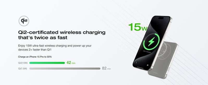 EF ECOFLOW Rapid Power Bank, 5000mAh Qi2 Certified Wireless Magnetic Portable Charger, 30W Max Fast Charging Battery Pack with Built-in USB-C Cable & Stand for iPhone16/15/14/13/12 Series Only