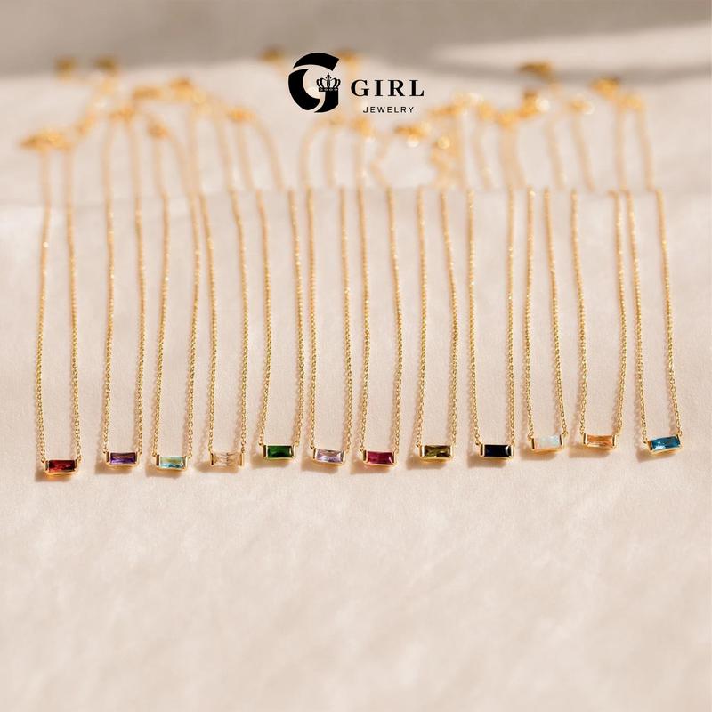GGIRL Birthstone Necklace Minimalist - Dainty Baguette Charm 18K Gold Plated Necklace Gemstone Jewelry - Fashion Jewelry Gift for Holiday Haul Christmas Birthdays Anniversaries Personalized Gift for Her GGIRL Birthstone Necklace Minimalist - Dainty Baguette Charm 18K Gold Plated Necklace Gemstone Jewelry - Fashion Jewelry Gift for Holiday Haul Christmas Birthdays Anniversaries Personalized Gift for Her