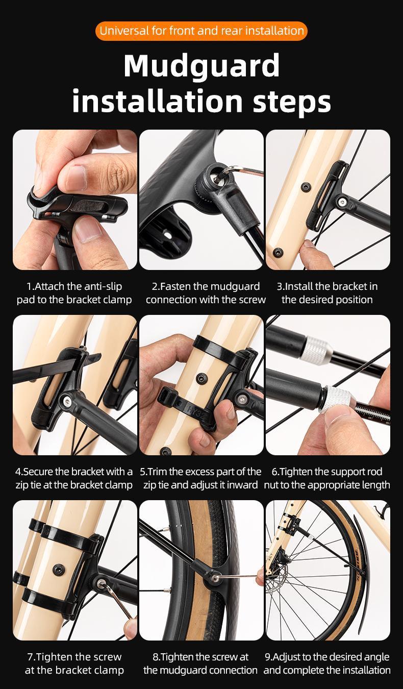 Rockbros Bike Fender Universal Front And Rear Dust Proof Quick Release Touring Bike Durable Removable Bicycle Fender