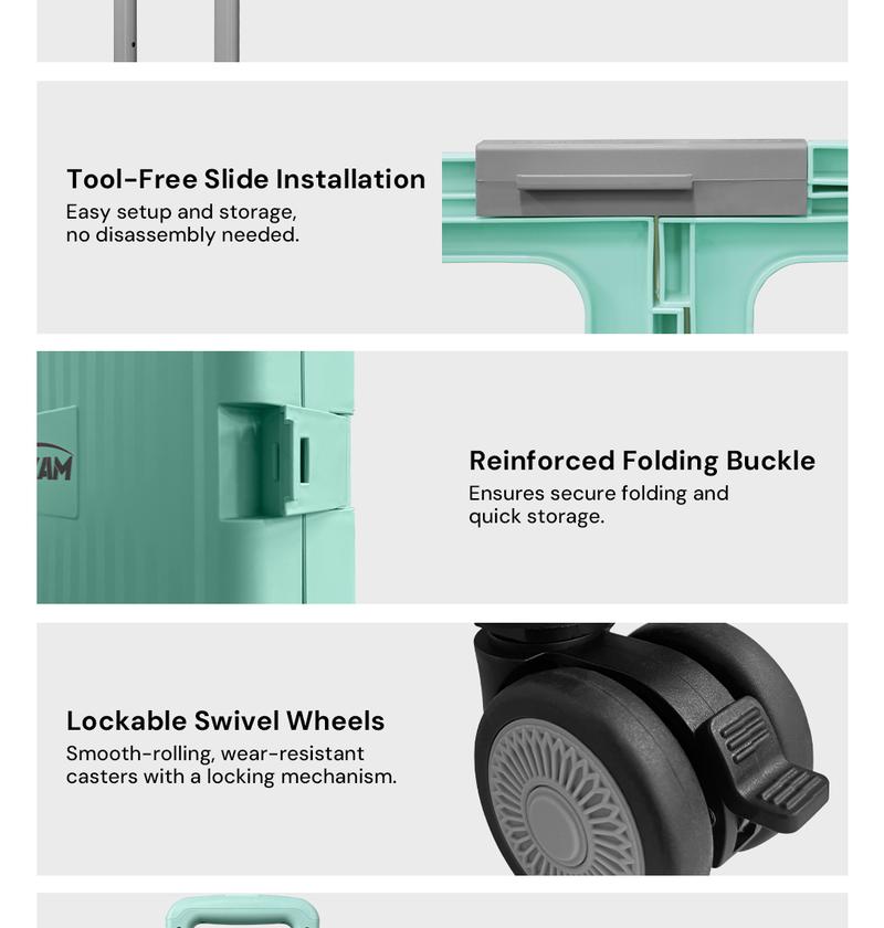 Foldable Rolling Utility Cart with 360° Wheels – Portable, Collapsible Crate with Telescopic Handle and Lid for Travel, Grocery Office Use