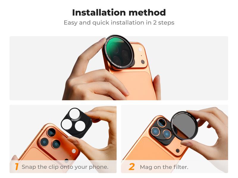 [K&F CONCEPT] Magnetic CPL Lens Filter for iPhone 17 16 15 14 13 12 11 Pro/ProMax，Samsung and Other Smart Phone，Ultra Tiny Snap On Filter, convenience，Anti-Glare & Enhances Texture.uts the glare, reveals true texture
