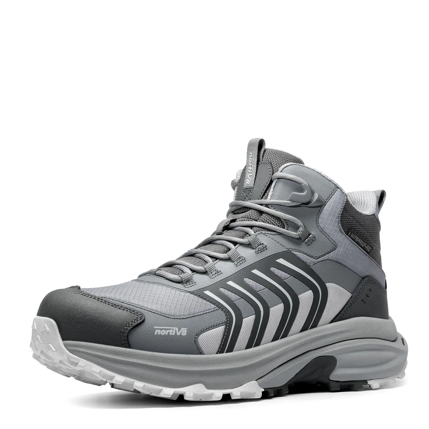 【Back To School】NORTIV 8 Men's 360 Waterproof PRO Durable Outdoor Hiking Boots - 1 Pair, Lightweight Fabric Laces, All-Day Comfort, Synthetics, US Sizes, Casual Adventure Shoes, for Camping, Hiking/Light Outdoor, Armadillo FieldLite Father's Day Gifts