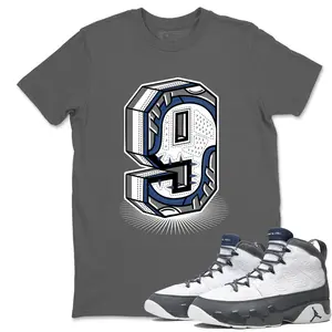 Unisex T-shirt To Match Sneakers  Jordan 9 Flint Grey "French Blue" - Number Statue. 100% Cotton for Casual Wear. Comfortable Summer Unisex T-Shirt to match Jordan Sneaker. Streetwear Style. urban outfitters