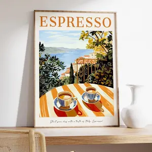 Coffee Poster, Italian Espresso Print, Kitchen Decor, Retro Coffee Art, Vintage Food Art, Coffee Shop , Food and Drink Poster D