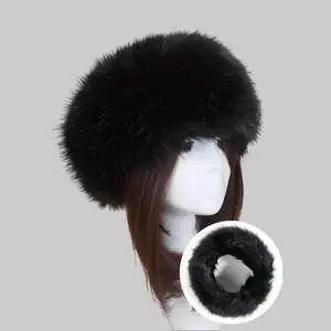 1pc Women's Solid Black Fuzzy Headband Earwarmer Hairband Warm Polyester Winter Fluffy Hat for Fall/Winter Party Outfits
