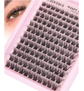 Wispy Lash Clusters Natural Eyelashes Cluster Fluffy Lashes Clusters CD Curl Cluster Eyelash Extensions DIY Individual Lashes Extension (10-16mm 132pcs)