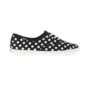 Keds Womens Champion Point Low Canvas Polka Dot Lace Up Sneakers Shoes Casual - Black