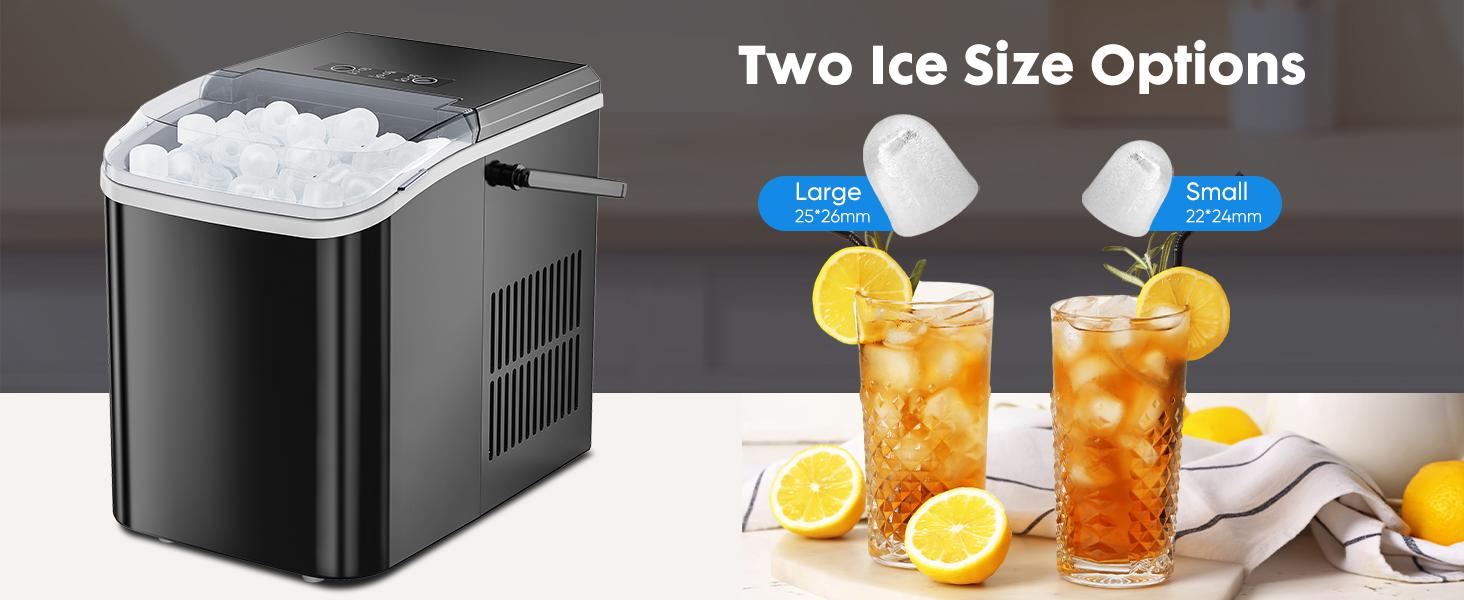 Portable Ice Maker Machine for Kitchen Counter Use with Removable Basket and Ice Scoop