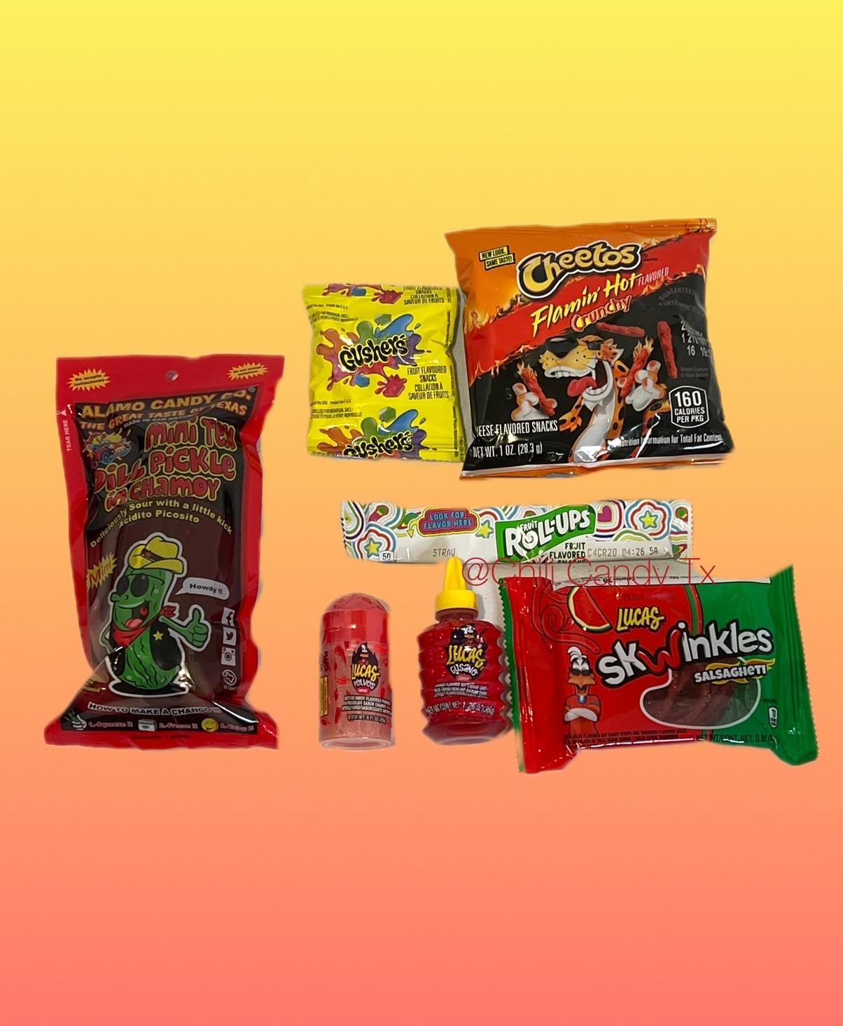 6 Pack Chamoy Family Pickle Kit with Hot Cheetos