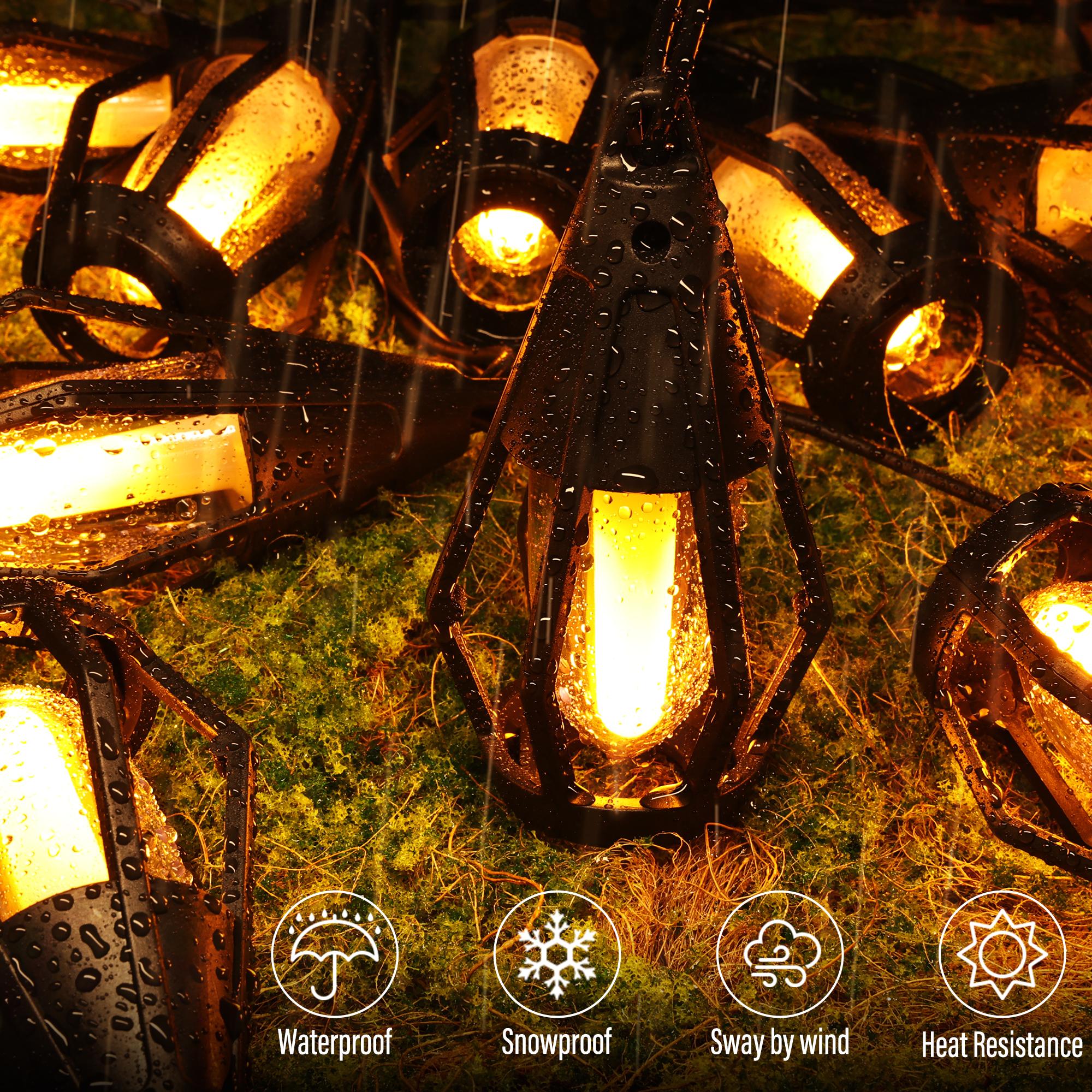 FLACCHI Solar-Powered Flame String Lights 42 Feet with 15 LED Lights ...