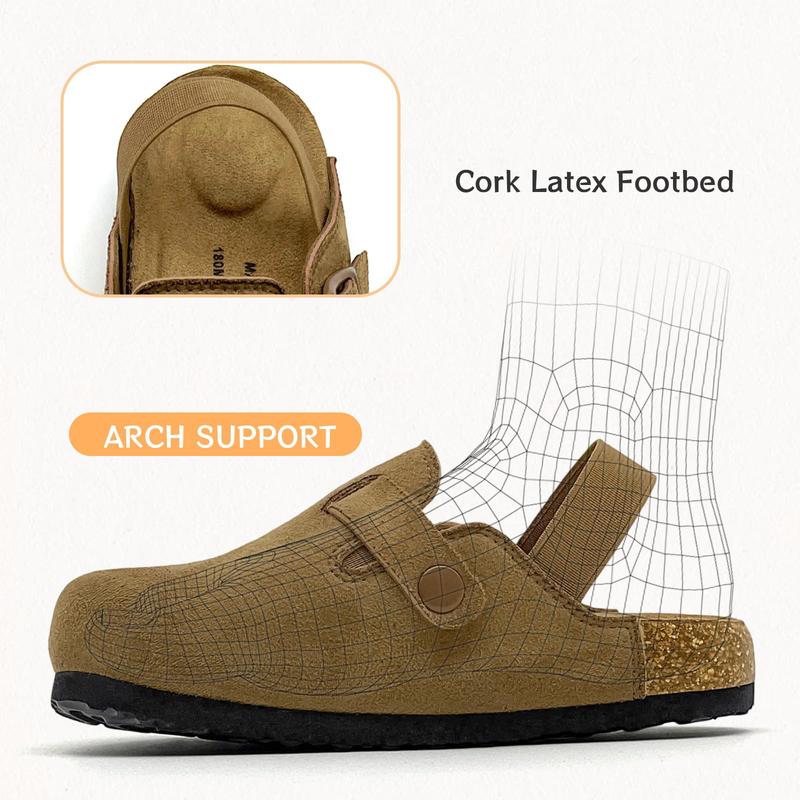 Lumubby Kids Suede Clogs Toddler Clogs Boys Girls Sandals Cork Footbed Indoor Outdoor Cute Classic Adjustable Buckle Round Toe Anti Slip Soft Footwear Comfortable Slip On Design