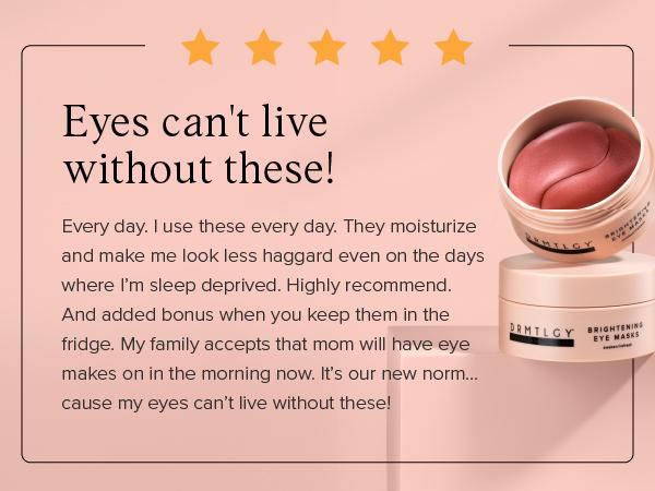 DRMTLGY Brightening Eye Masks (60 ct) with Peptides, Caffeine, and Hyaluronic Acid Lightweight Moisture