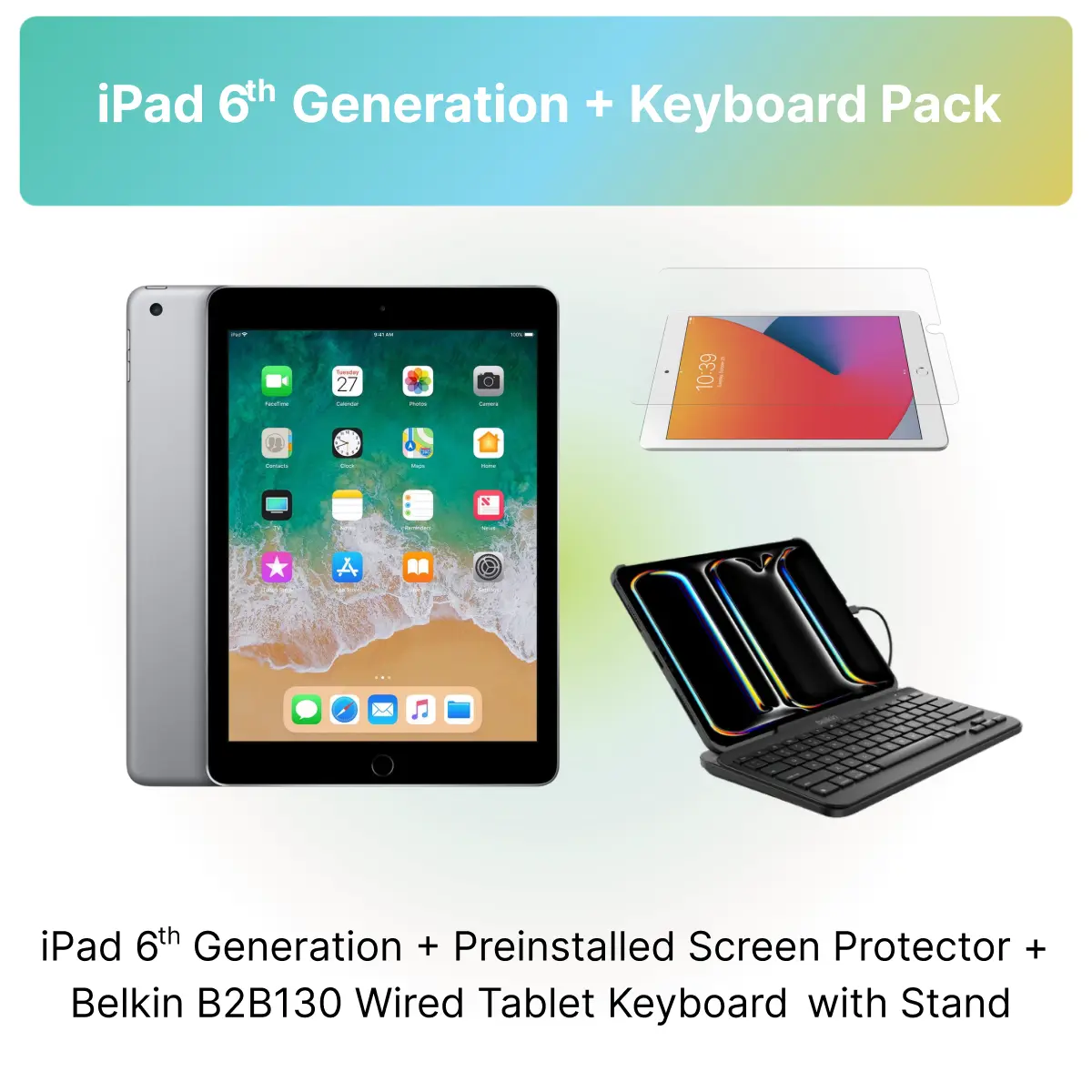 Refurbished iPad 6 9.7" (WiFi) + Belkin Keyboard (Lightning Connector) - Good Condition 1-year warranty by Plug
