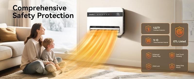 Givebest Wall Heater for Indoor Use, 1500W Electric Space Heater, 120°Vertical Oscillation,Compatible with Alexa, Adjustable Thermostat, Remote Control, 24H Timer, Easy-mounted Heater for Indoor Use Givebest Wall Heater for Indoor Use, 1500W Electric Space Heater, 120°Vertical Oscillation,Compatible with Alexa, Adjustable Thermostat, Remote Control, 24H Timer, Easy-mounted Heater for Indoor Use
