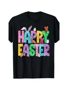 Happy Easter Vintage Fashion Hot Print T-shirt, Men'S Summer Casual and Comfortable Crew-neck T-shirt, Perfect for Summer Outdoor Activities The Perfect Gift
