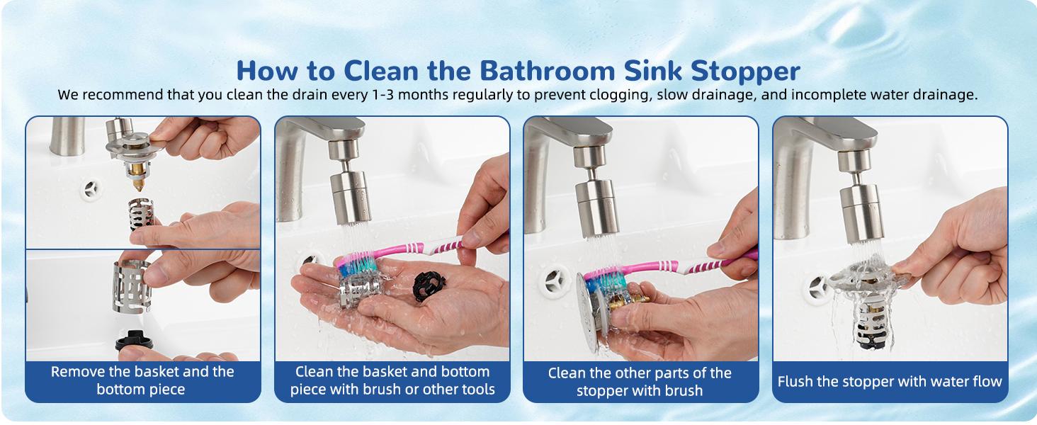 Hibbent Upgraded 3 in 1 Bathroom Sink Drain Strainer, Universal Pop Up Stopper with Removable Stainless Steel Filter Basket Hair Catcher, Sink Plug for 1.1''~2.36'' Basin, Brass Core, Brushed Nickel