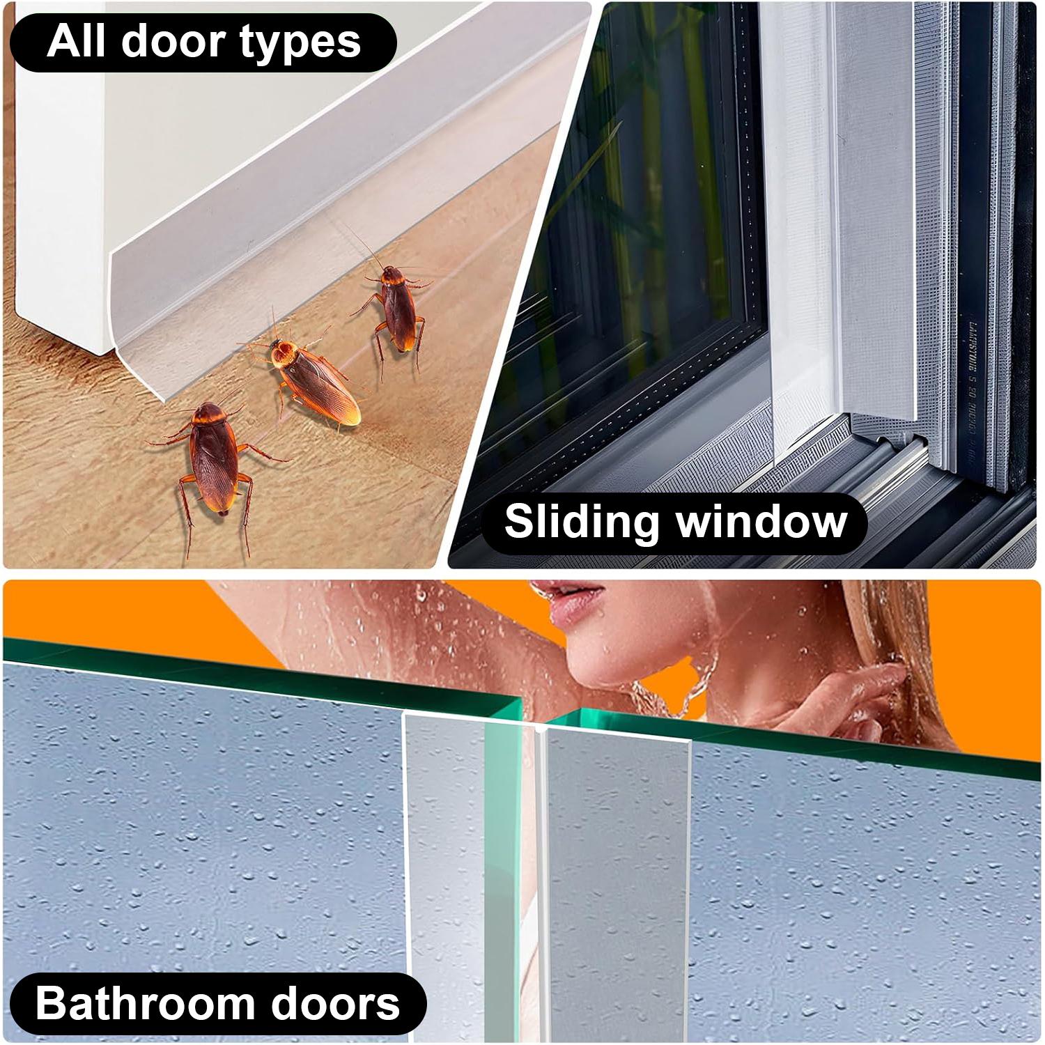 16.4Ft Door Weather Stripping, (1.38in Width) Weather Stripping Door Draft Stopper Adhesive Seal Strip Anti Draft Insulation Tape for Doors Windows and Shower Doors