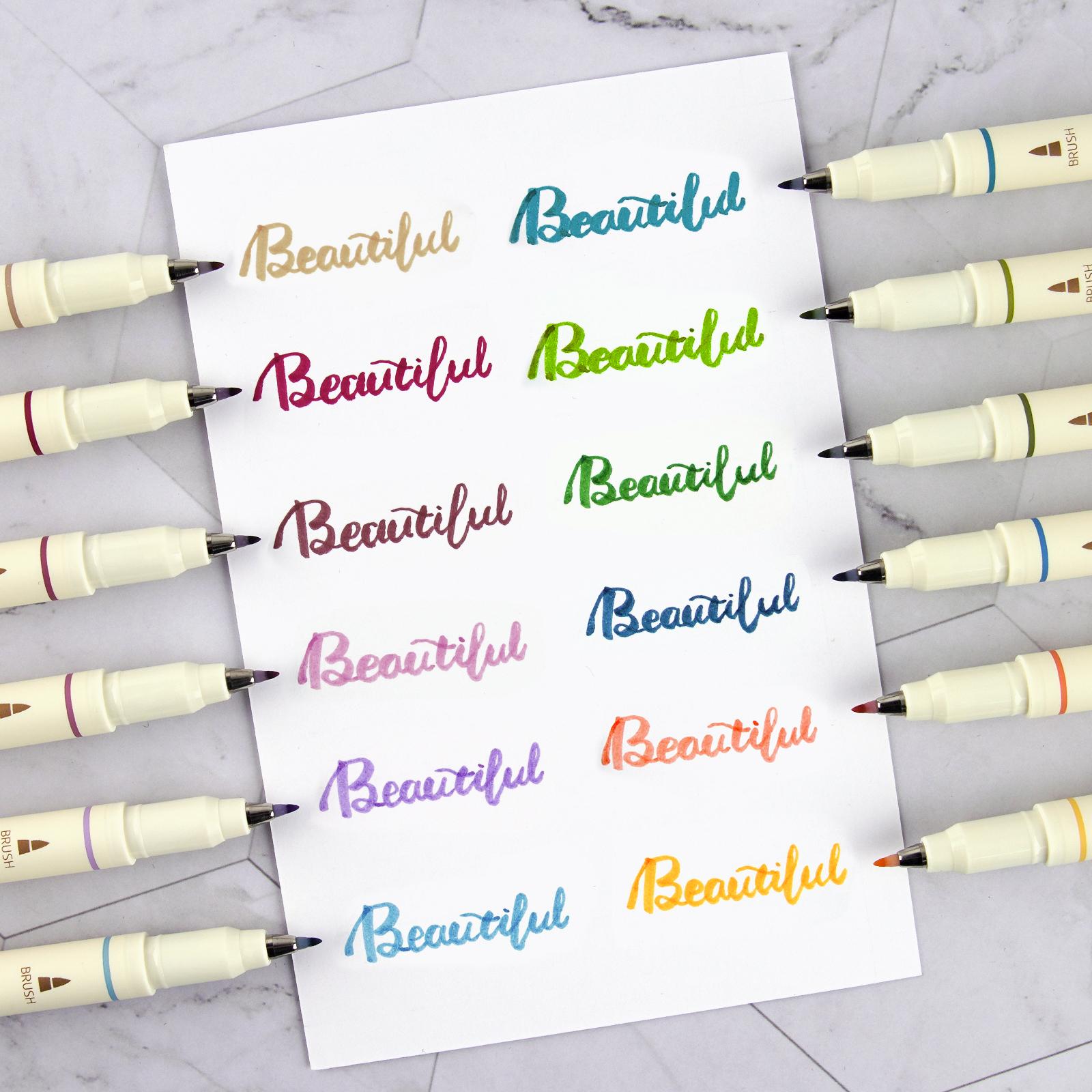 WRITECH Vintage Arts Sign Brush Pen Set - 12 Water Based Ink Markers Perfect for Crafting, Journaling and Calligraphy