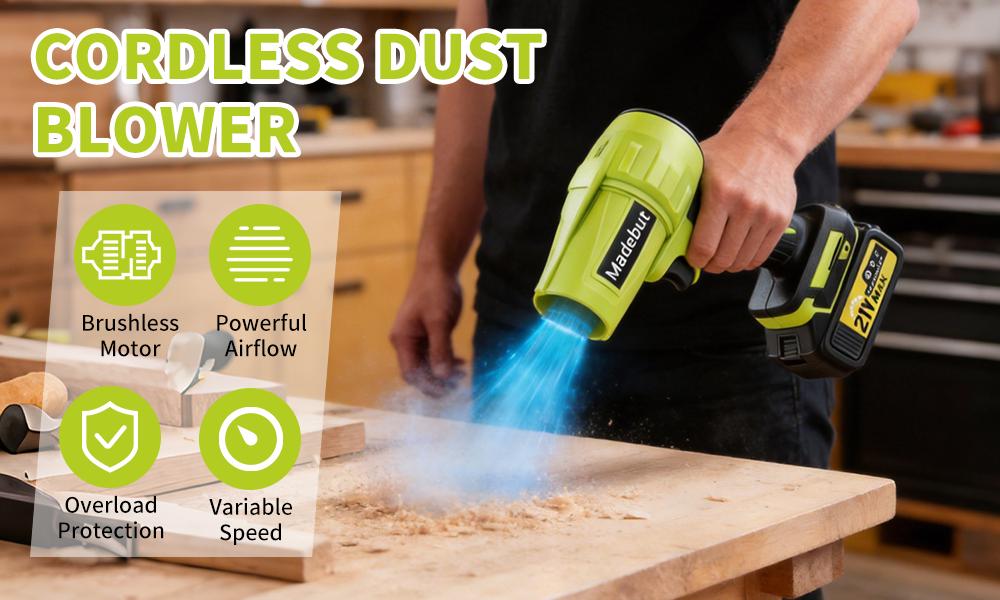 Leaf Blower Cordless, 21V Portable Dust Cleaner with 2 x 4.0Ah Battery and Charger, Electric Leaf Blower for Lawn Care,Dust,Snow,Car Blowing Water