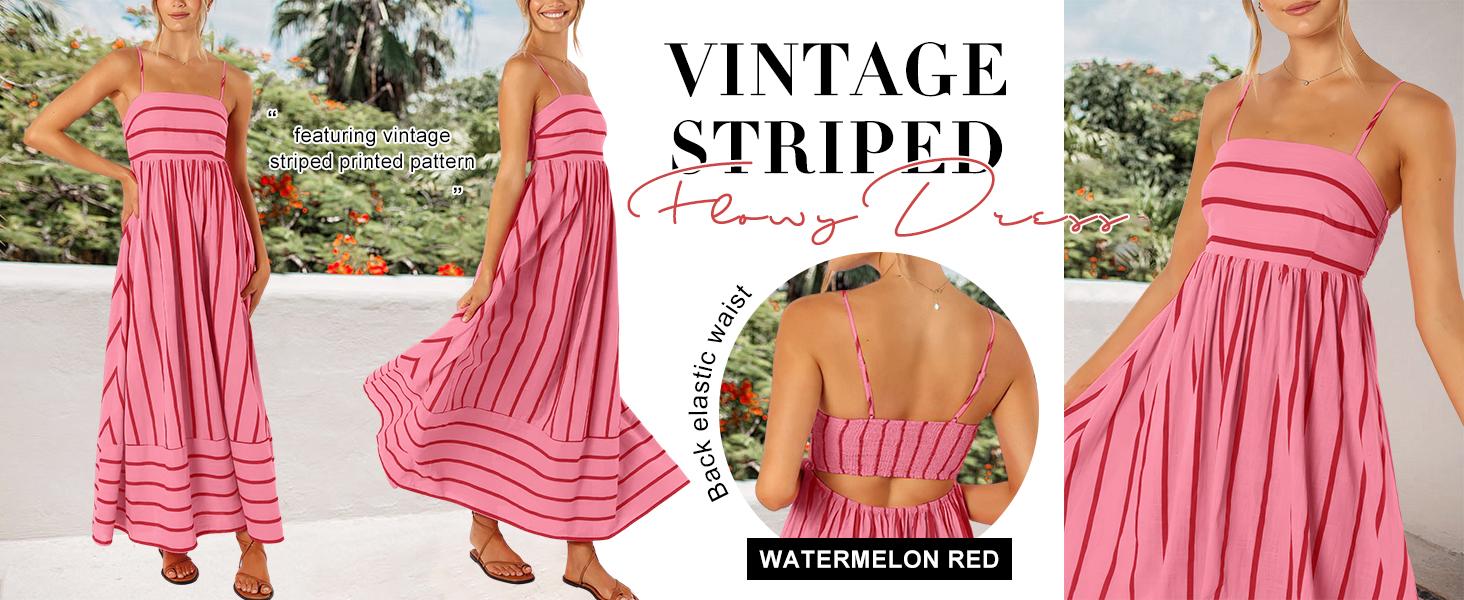 Ebossy Women's Summer Striped Back Smocked Maxi Dress Sleeveless Sexy Spaghetti Strap Cut Out Flowy Swing Long Dress Casual Womenswear Ebossy Women's Summer Striped Back Smocked Maxi Dress Sleeveless Sexy Spaghetti Strap Cut Out Flowy Swing Long Dress Casual Womenswear