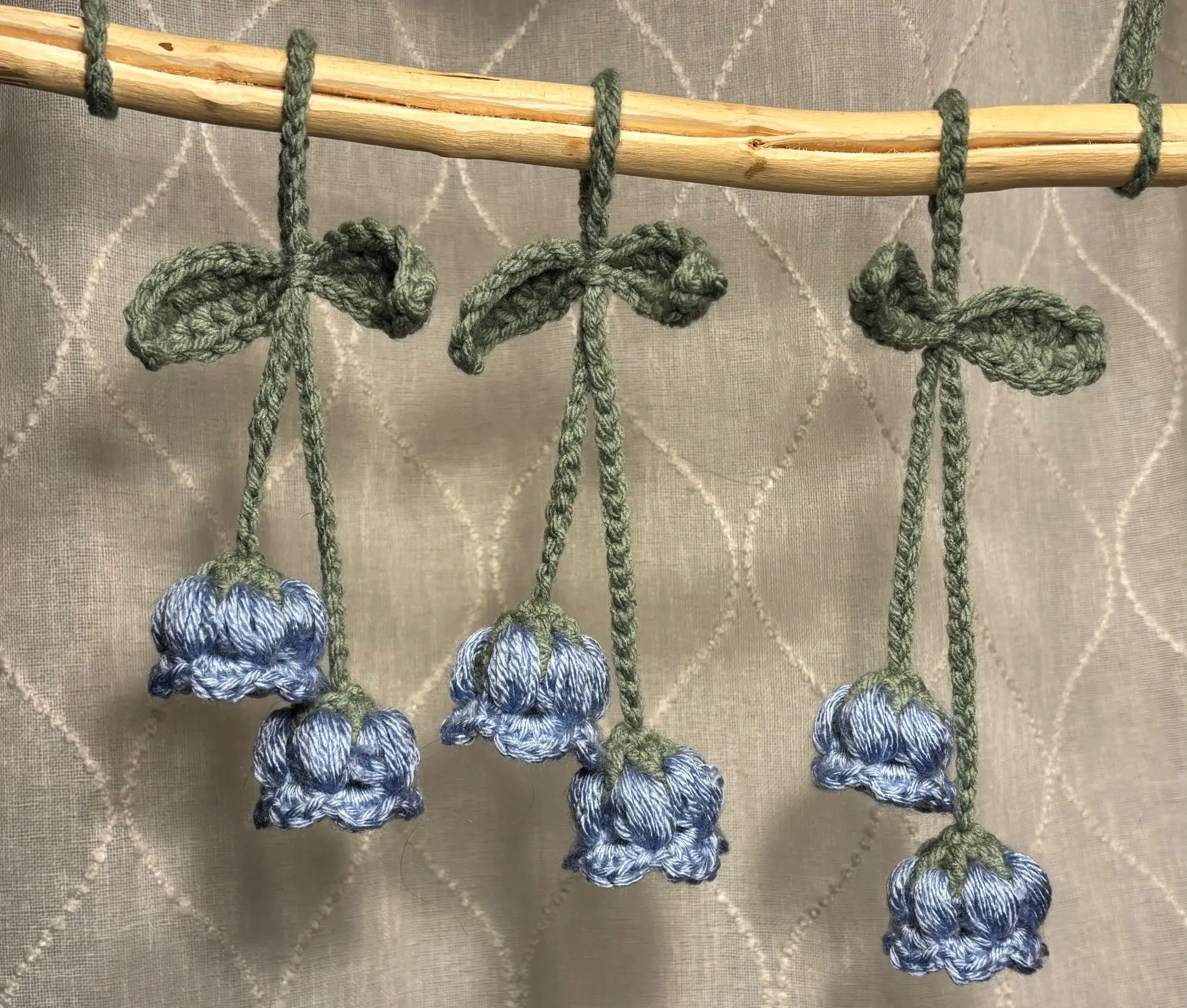 Crochet Lily of the Valley Keychains - Shiny Azure - A