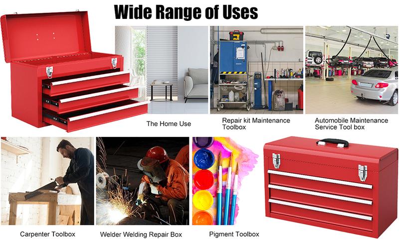 Portable 20" Tool Boxes with 3 Drawers/5-Drawers Rolling Tool Chest Cabinet with Locking System and Sliding Drawers, Heavy-Duty Cold-Rolled Steel, Large Capacity for Tool Storage, Christmas Festival Gift Black Friday Cyber Monday