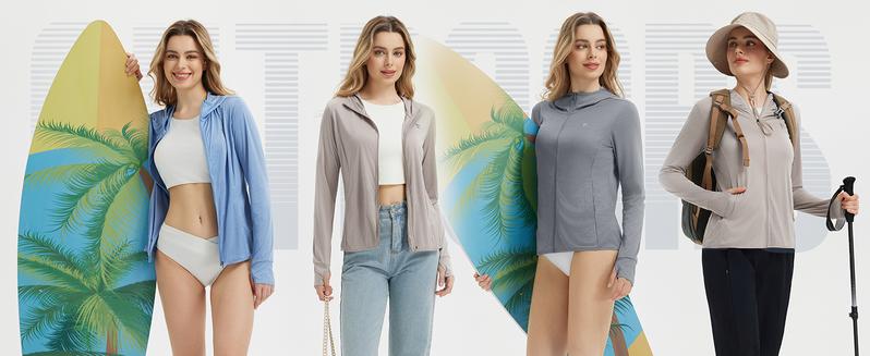 baleaf Women's UPF50+ Hoodie Sun Protection Shirts Lightweight Breathable SPF Jacket UV Cooling Long Sleeve Summer Outdoor Hiking Gardening Fishing