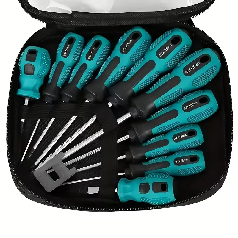 10Pcs Magnetic Screwdriver Set Phillips & Slotted Screwdrivers Non-Slip Rubber Handle S2 Steel Screwdriver Kit With Magnetizer & Storage Bag For Electronics Furniture Auto Household DIY Repair Hand Tools