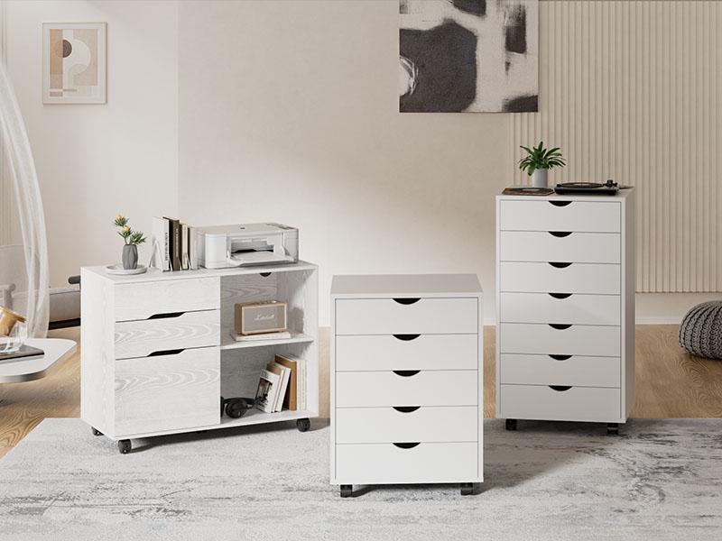 【Deal】Sweet Furniture S - 5 Drawers, Wood File Cabinet Home Office Portable Mobile Storage