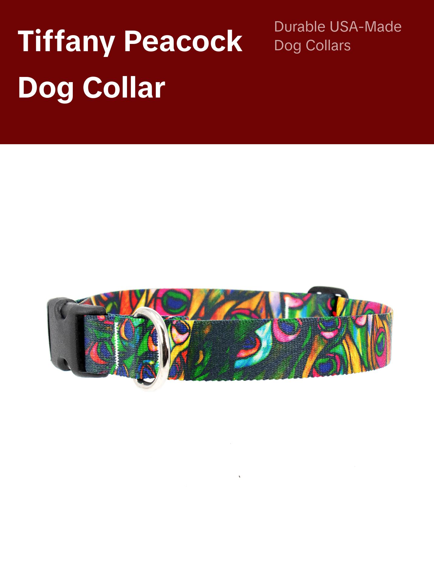 Tiffany Peacock Dog Collar - Made in USA