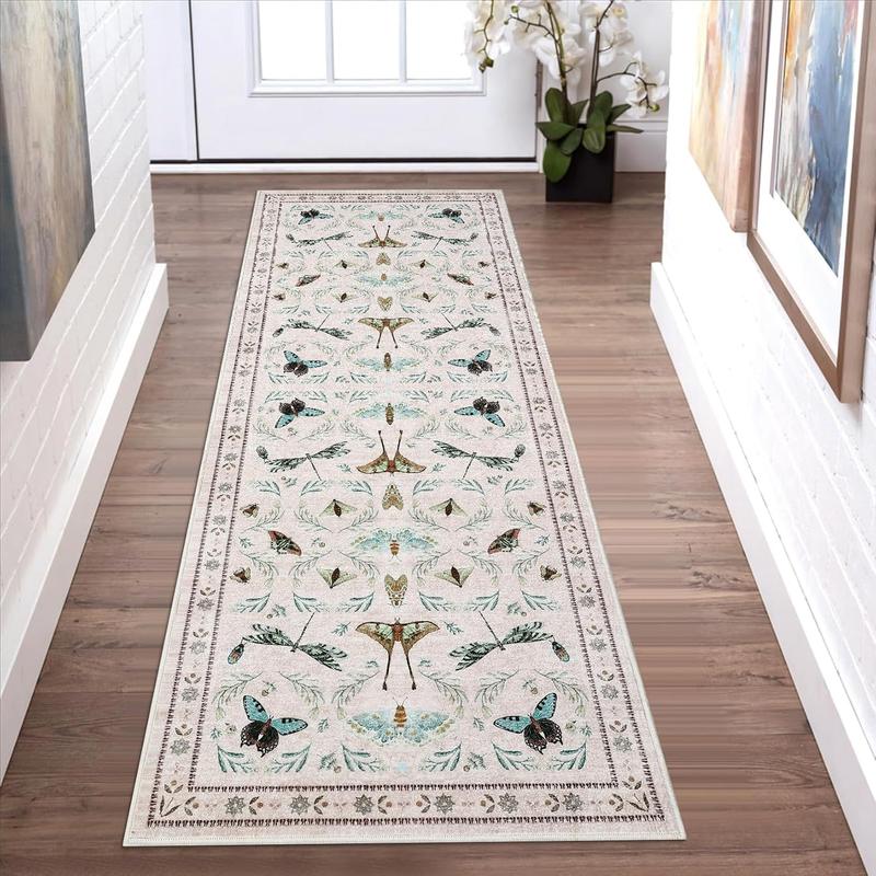 Insect Washable Soft Area Rugs for Living Room Bedroom Ultra-Thin Non Slip Dining Room Stain Resistant Rug Large Carpet for Office Nursery Bedroom
