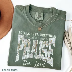 Comfort Colors Praise the Lord Shirt, Christian Camo Graphic Tee, Faith-Based Jesus T-Shirt, Inspirational Religious Apparel, Casual Everyday Wear