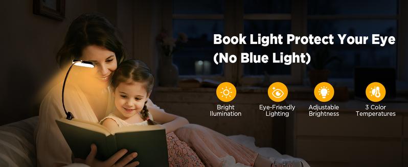Clip-On Reading Light! 3 Color Temperatures & Stepless Dimming, Student Dorm & Bedside Lamp, Eye-Care Night Light