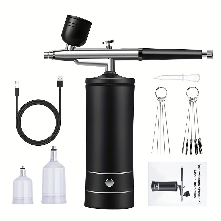 Cordless Compact Handheld Airbrush Tool Kit - USB Rechargeable, Safe Compressor, DIY Use with Batteries for Model Coloring, Nail Design, Cordless Airbrush Kit, Rechargeable Cells
