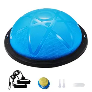 Half Exercise Ball Trainer, 23 inch Balance Ball Trainer, 660 lbs Capacity Stability Ball, Yoga Ball with Resistance Bands and Pump, Strength Fitness Ball for Home Gym, Full Body Workouts, Blue