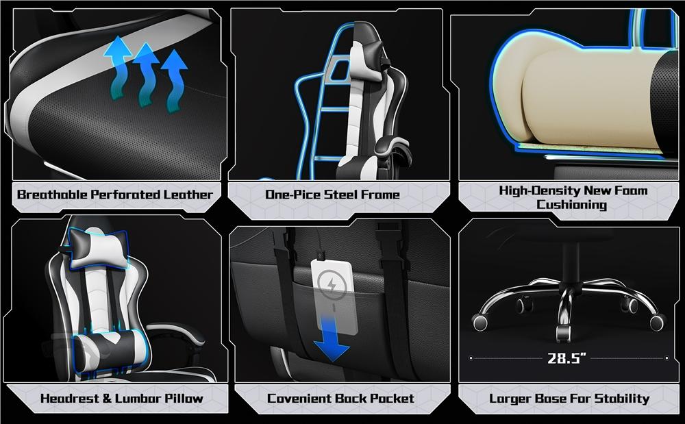 【Massage Function】Yaheetech Ergonomic Gaming Chair with Massage Lumbar Support and Footrest, Swivel Rolling Chair and Headrest,Pu leather Desk Chair Reclining tall gaming 【Massage Function】Yaheetech Ergonomic Gaming Chair with Massage Lumbar Support and Footrest, Swivel Rolling Chair and Headrest,Pu leather Desk Chair Reclining tall gaming