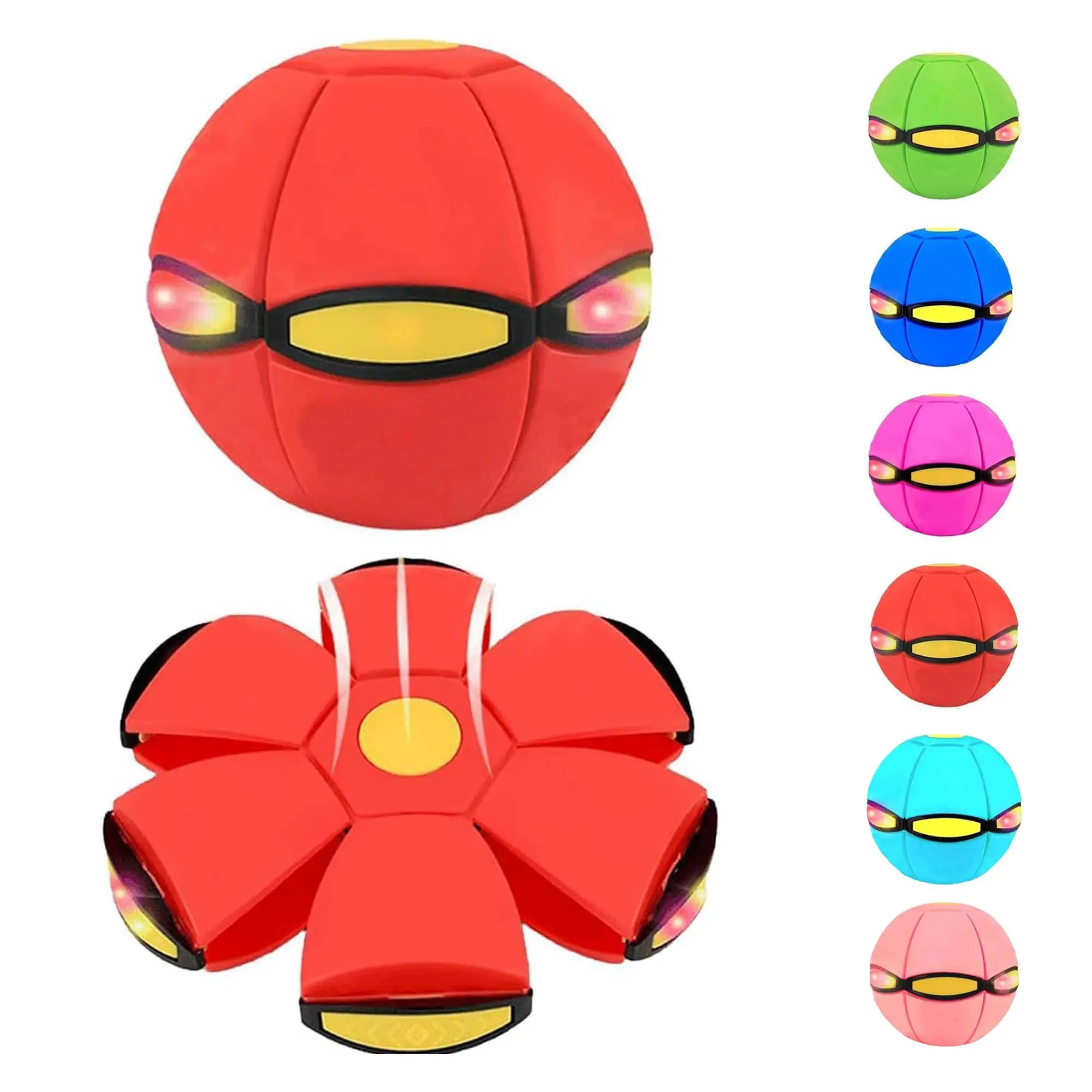 Unisex Eco-Friendly Magic Bouncing Ball - 6 Lights, Glow and Color Changing, Dual Shape Freely Switchable, Interactive Play, Active Play & Child Development, Indoor & Outdoor Use (Red), Children Development