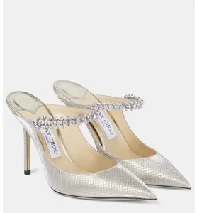 Jimmy Choo Leather Mules Bing 100 Embellished Size 36.5 Girl
