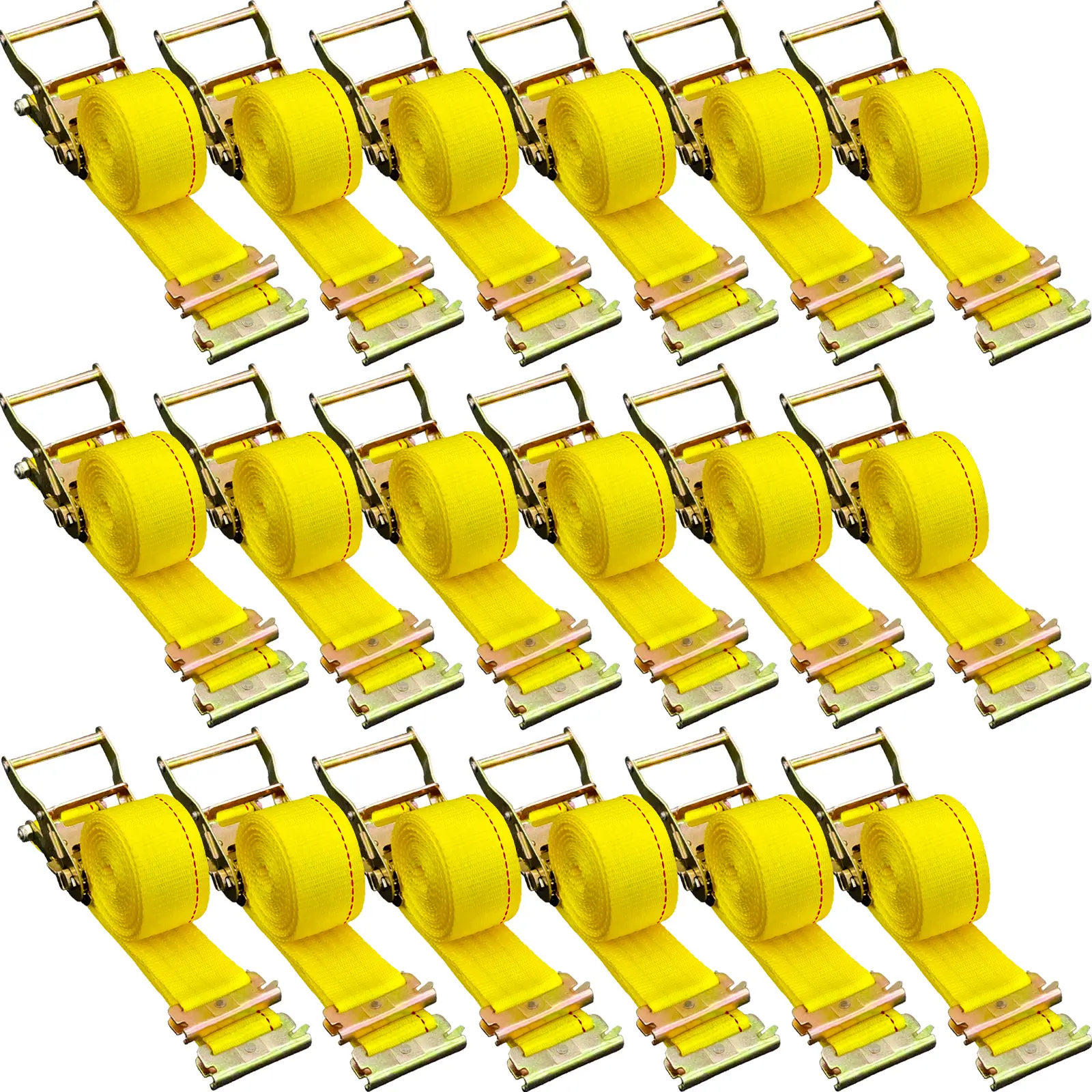【Summerfinds】VEVOR Industrial E-Track Ratchet Straps (18PCS), 2x15ft Auto Parts Accessories, High-Tensile Spring Hooks, Waterproof Webbing for Wet Job Sites, 4400 LBS Breaking Strength, 1460 LBS Capacity, Durable Trailer Tie-Downs, Polyester
