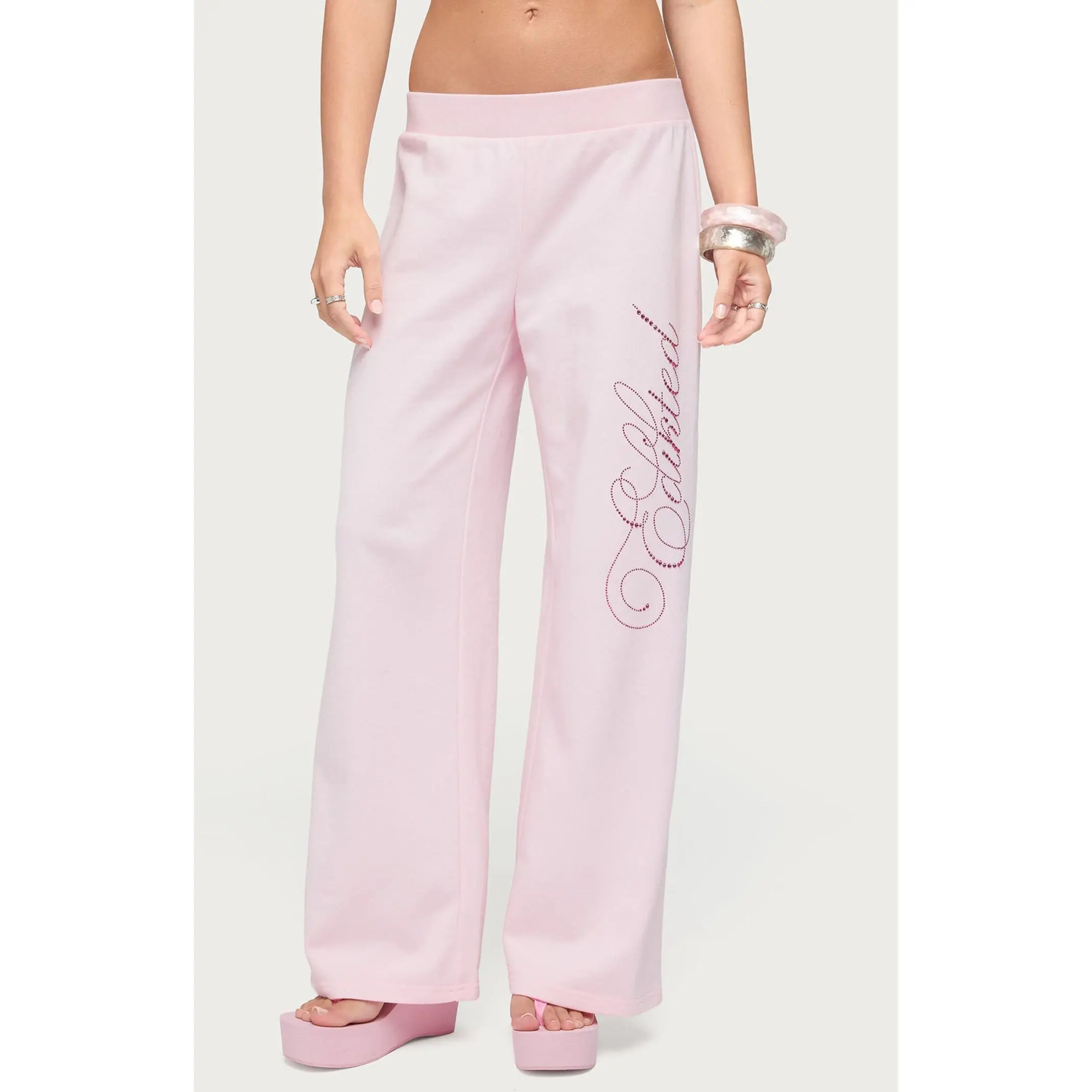 Edikted Women's Studio Rhinestone Logo Sweatpants